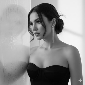 Black White Foggy Mirror Fashion Portrait 1