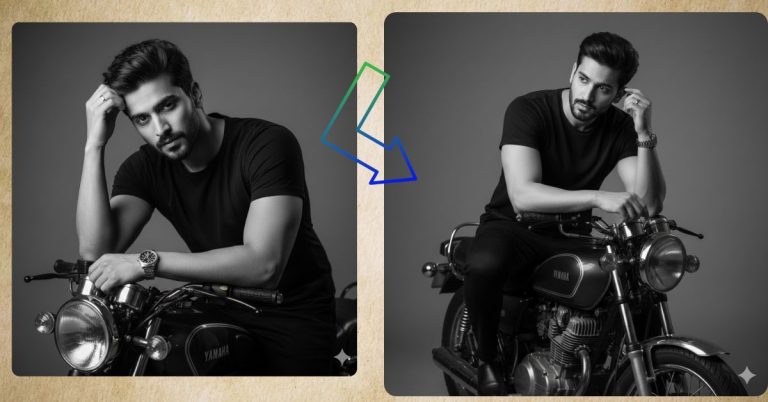 Black & White Motorcycle Portrait –(Trending Cinematic Style)