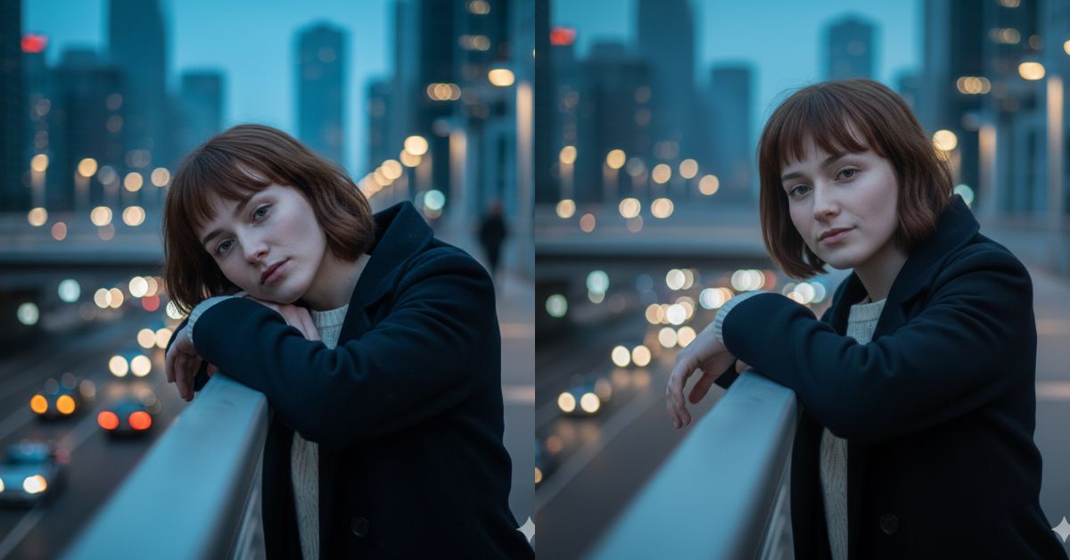 Blue Hour City Overpass Portrait