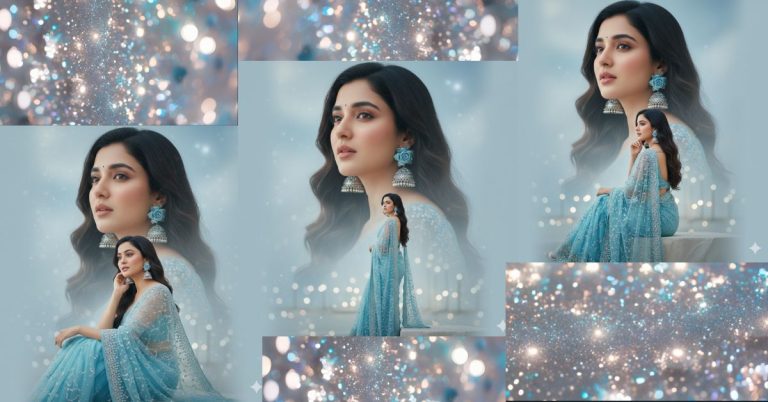 Bollywood Poster Style with (Sky Blue Sari Look)