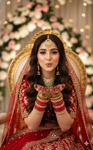 Both Hands Forward Flying Kiss Joyful Bridal Moment