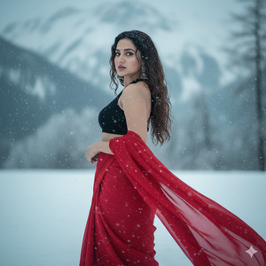 Both Hands Holding Saree Pallu Elegant Dramatic