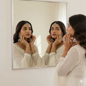 Both Hands Near Face Classic Editorial Look