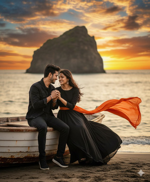 Both Sitting on the Rowboat Hand in Hand