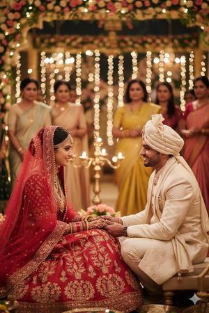 Bride Holding Grooms Hands