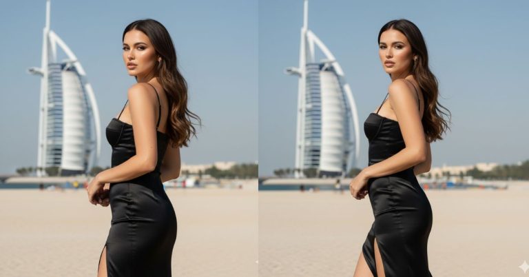 Burj Al Arab Luxury Black Dress Portrait