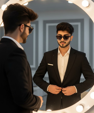 Buttoning Suit Power Preparation Pose