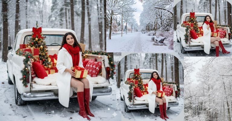 Christmas Vintage Truck Portrait