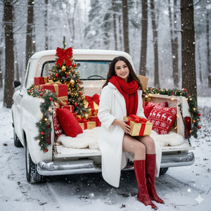 Christmas Vintage Truck Portrait