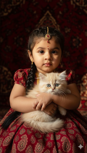 Cinematic Child Kitten Portrait