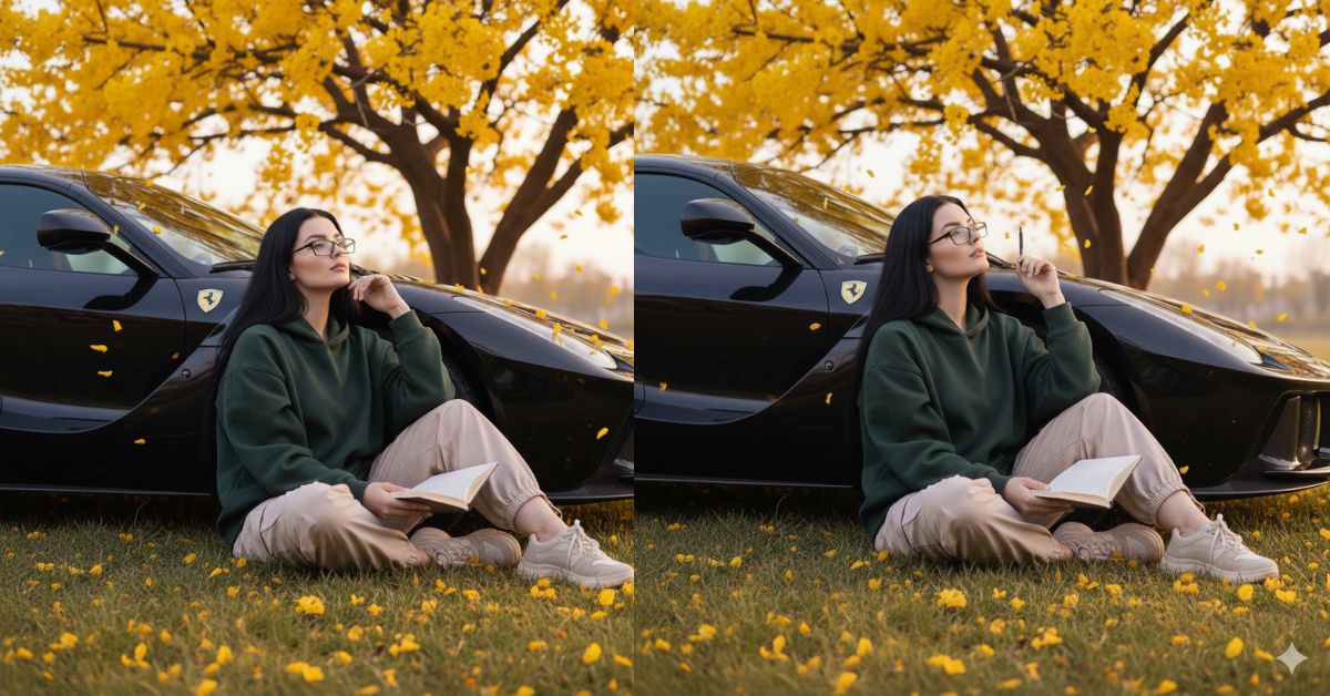 Cinematic Field Portrait with Luxury Car