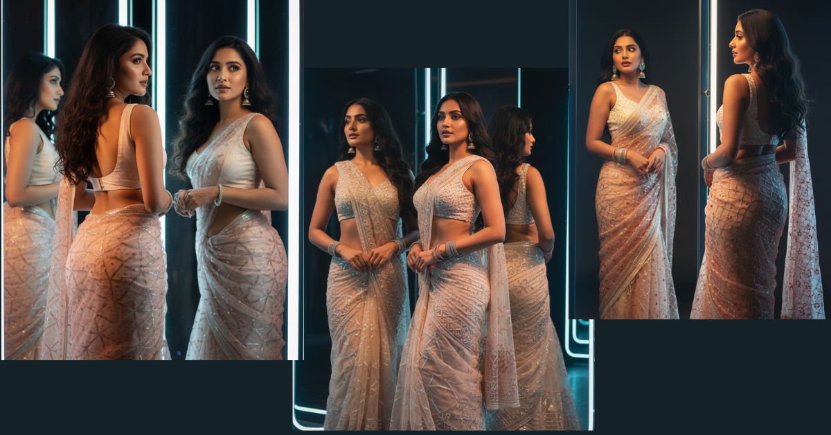 Cinematic Mirror Disco Saree Look