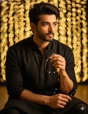 Close Fairy Lights Chest Level Pose Emotional Elegant