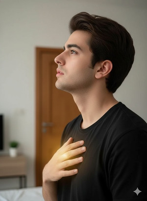 Close Hand to Chest Magic Connection Pose Emotional Intimate