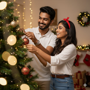 Decorating Together Candid Natural