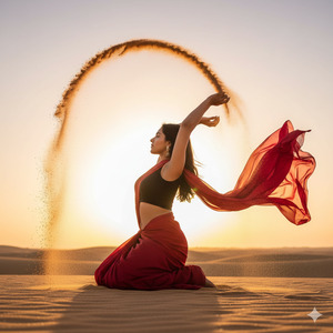 Desert Sunset Saree Pose