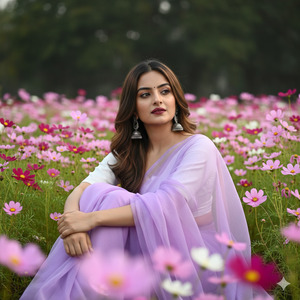Dreamy Saree Portrait in Flower Field