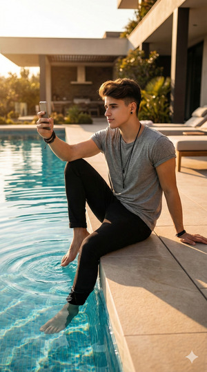 Elbow on Knee Relaxed Pose Confident Casual