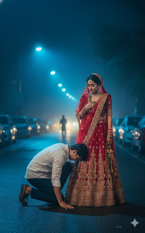 Face Buried in Lehenga Pose