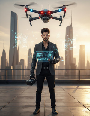 Facing Camera with Tablet Tech Influencer Pose