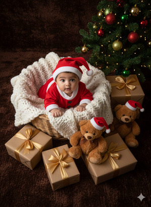 Festive Santa Basket Portrait
