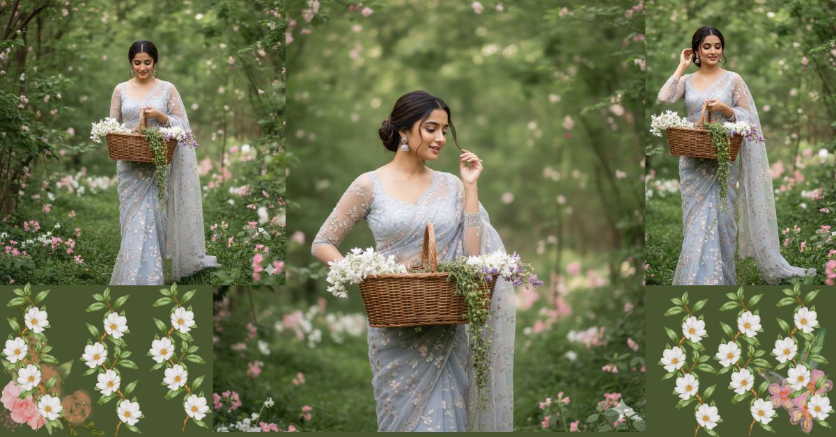 Forest Saree Portrait Look