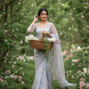 Forest Saree Portrait Look