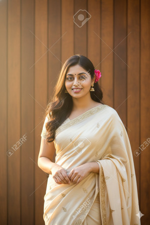 Front Pose Hands Holding Saree Pallu Soft Elegant