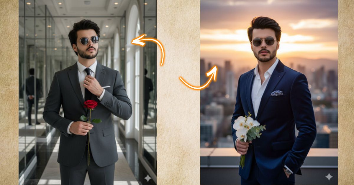 Futuristic Mirror Hallway Portrait