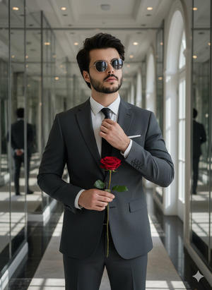 Futuristic Mirror Hallway Portrait