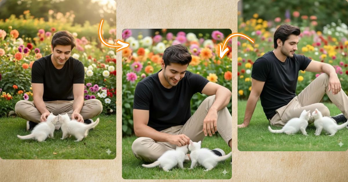 Garden Portrait with Kittens