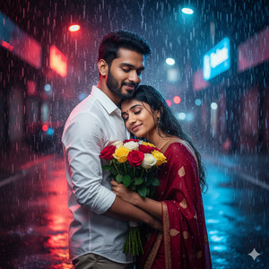 Gentle Hug from Side Emotional Rain Moment