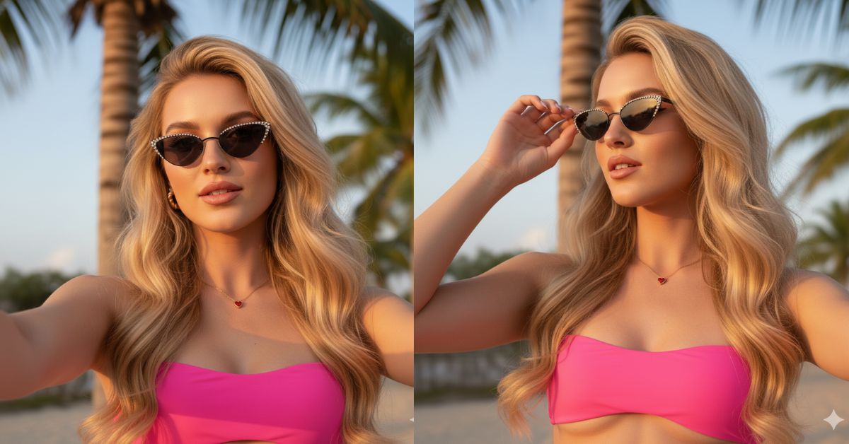 Golden Hour Summer Selfie Palm Tree Aesthetic