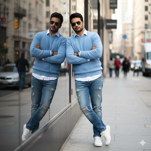 Hands Crossed Leaning on Wall