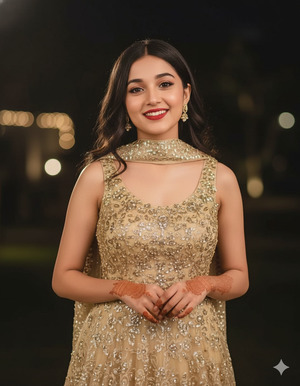 Hands Gently Clasped in Front Elegant Festive Pose