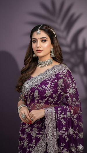 Hands Gently Holding Pallu Looking Forward