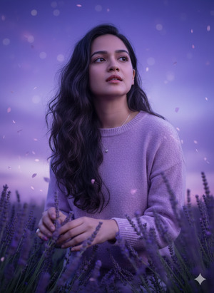 Hands Gently Touching Lavender