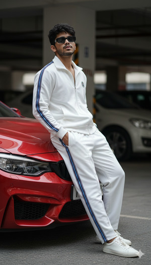 Hands in Pockets Leaning Sideways