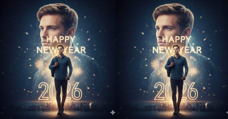Happy New Year 2026 Double-Exposure Poster