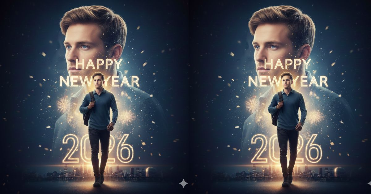 Happy New Year 2026 Double-Exposure Poster