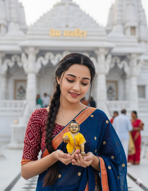 Head Slightly Tilted Toward Idol Emotional Bhakti Pose