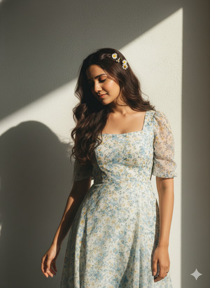 Head Tilted Down Soft Smile