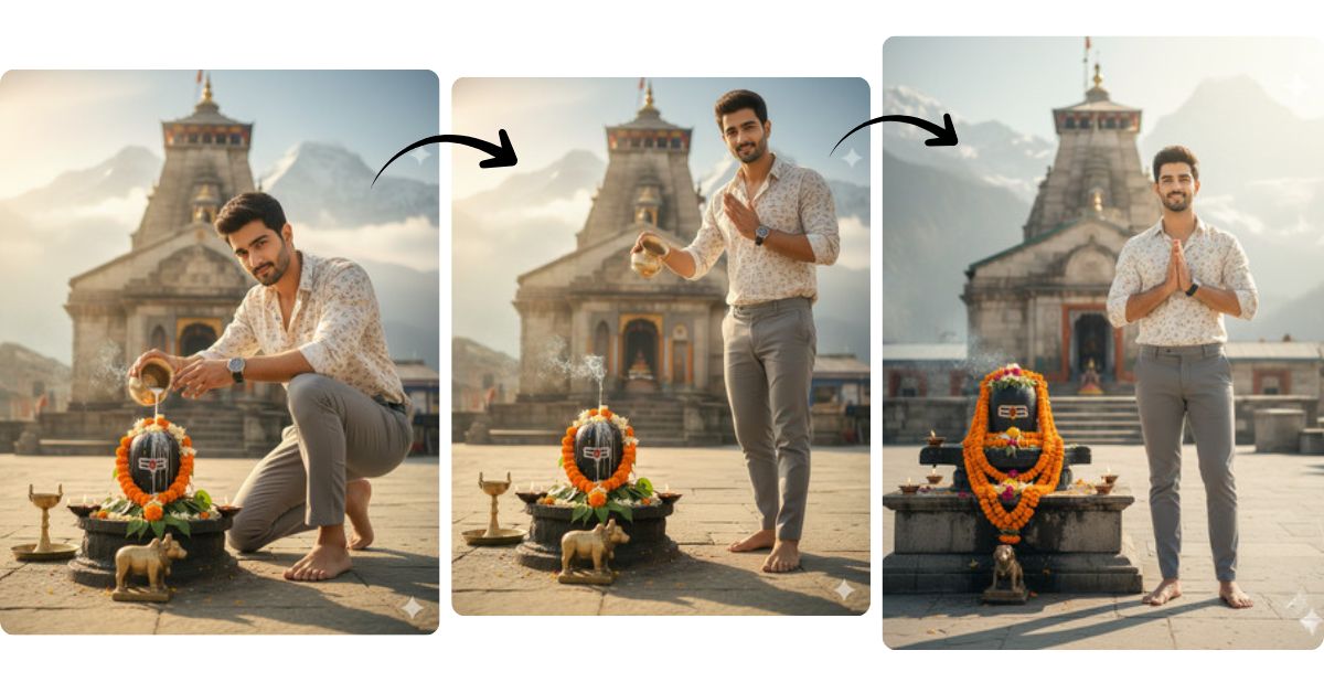 Kedarnath Temple Devotion (Trending Spiritual Portrait)