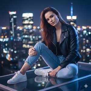 Knee Hug Direct Gaze