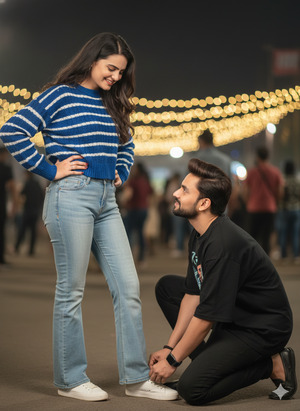 Kneeling Tie with Eye Contact