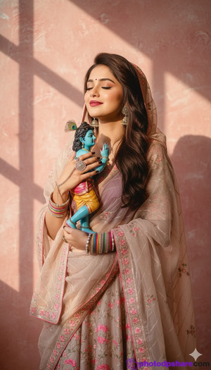 Krishna Held Close Looking Up