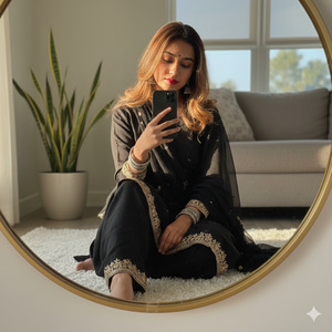 Looking Down Slightly Candid Calm 1