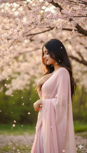 Looking Down at Falling Petals Storytelling Mood