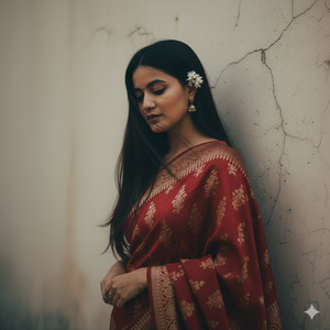 Looking Down with Soft Expression Vintage Film Feel