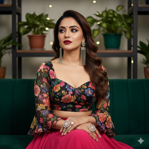 Looking Up Hands Resting on Lap Serene Elegant